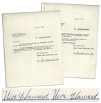 Lot of Two Moe Howard Signed Agreements on Behalf of The Three Stooges to Coral Records & the Albert Rickard Agency, Both Dated June 1959 -- 2pp. Measure 8.5 x 11 -- Very Good
